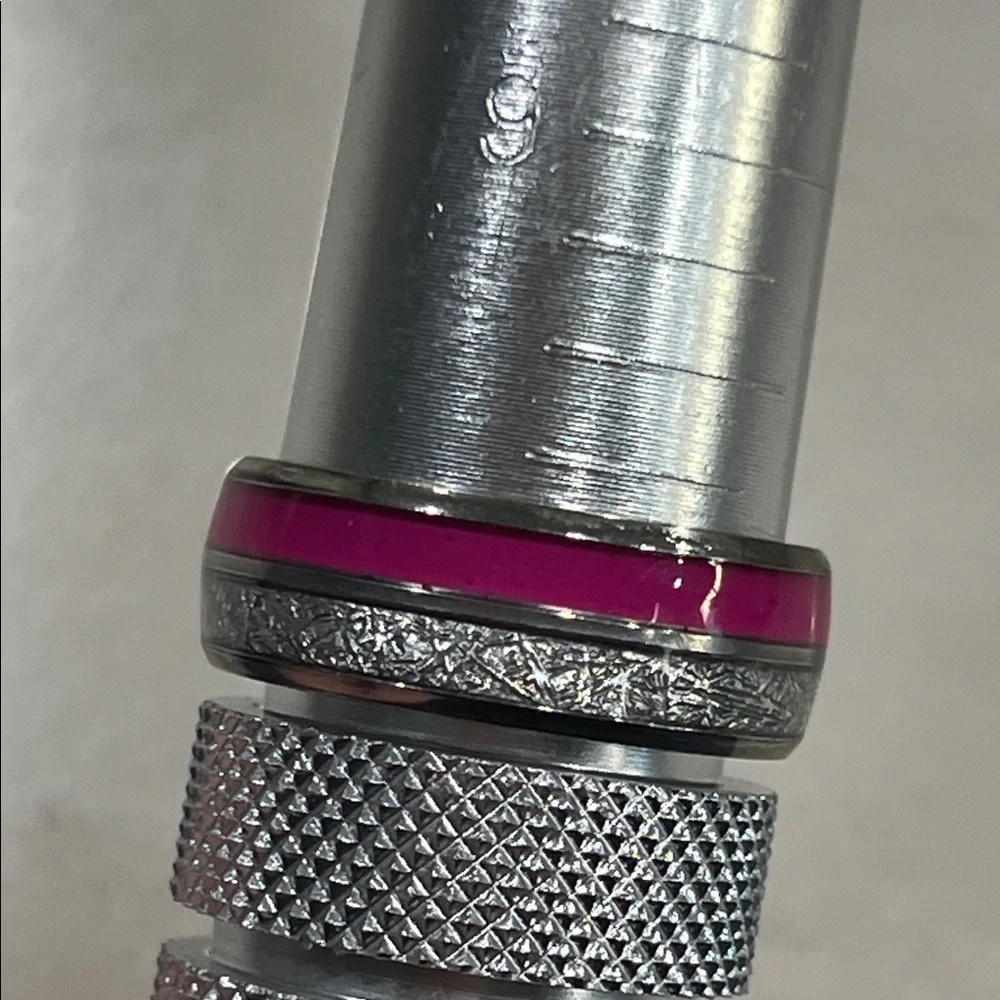 Silver and Pink Stainless Steel 8mm Ring